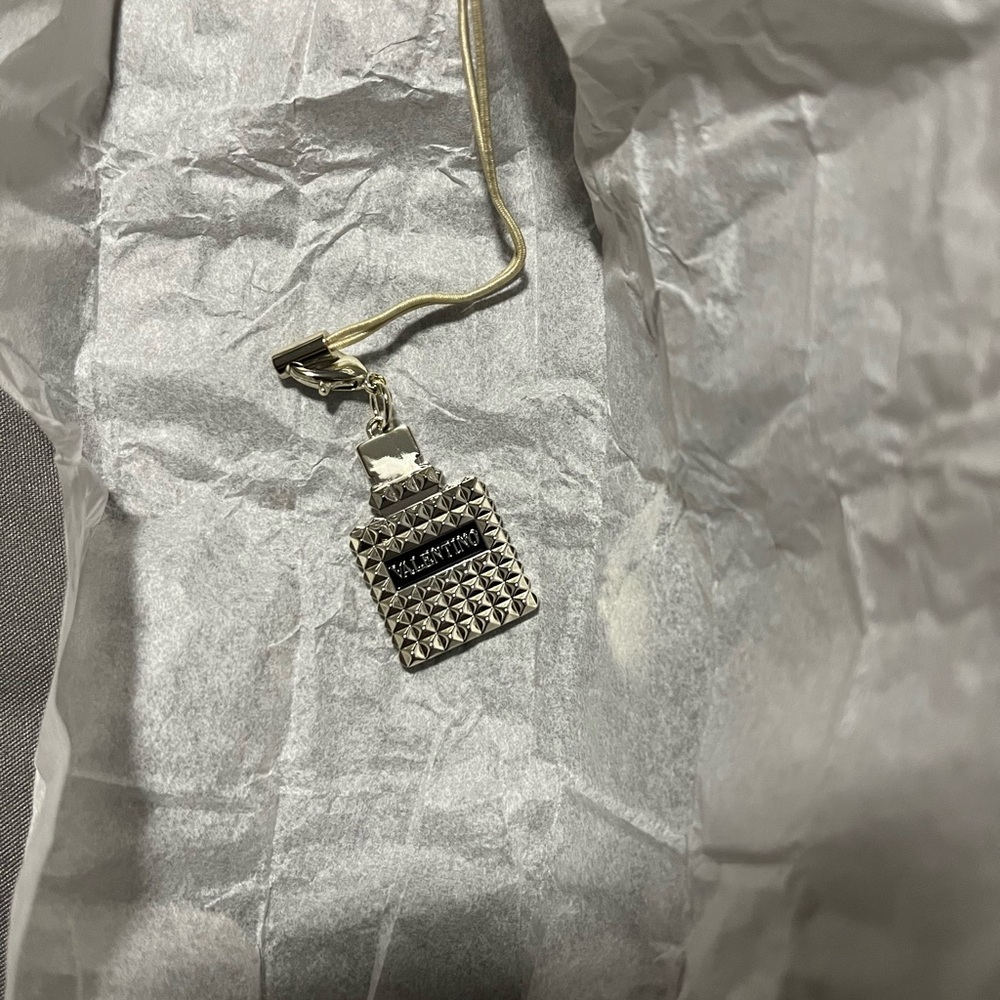 Valentino Silver Studded Square Pendant / Keychain